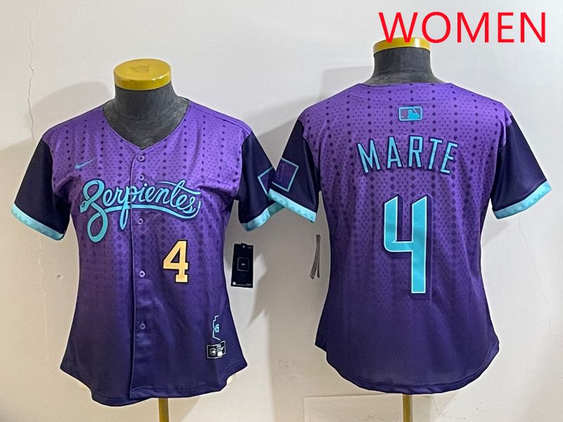 Women Arizona Diamondback #4 Marte Purple Joint Name 2025 Nike MLB Jersey style 32
